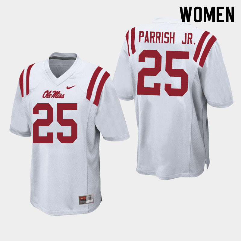 Women #25 Henry Parrish Jr. Ole Miss Rebels College Football Jerseys Sale-White